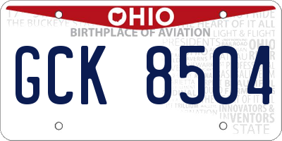 OH license plate GCK8504