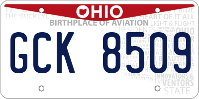 OH license plate GCK8509