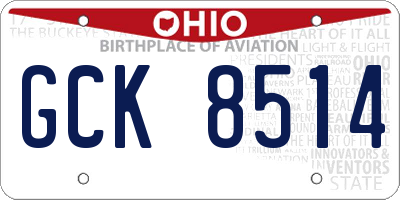 OH license plate GCK8514