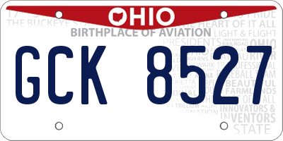 OH license plate GCK8527