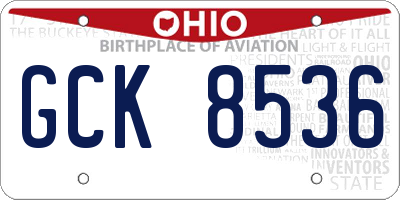 OH license plate GCK8536