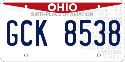 OH license plate GCK8538