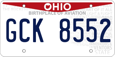 OH license plate GCK8552