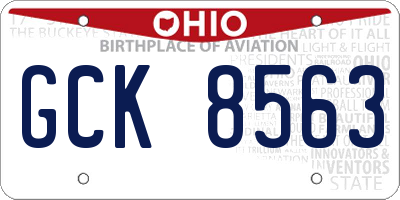 OH license plate GCK8563