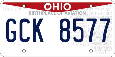 OH license plate GCK8577