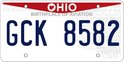 OH license plate GCK8582