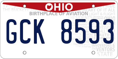 OH license plate GCK8593