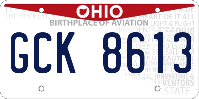 OH license plate GCK8613