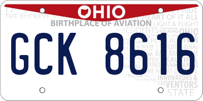 OH license plate GCK8616