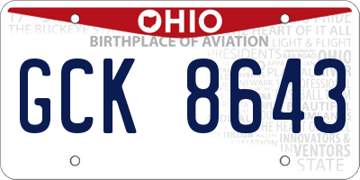 OH license plate GCK8643