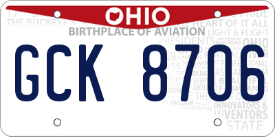 OH license plate GCK8706