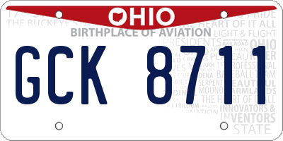 OH license plate GCK8711