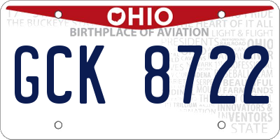 OH license plate GCK8722