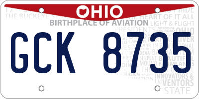 OH license plate GCK8735