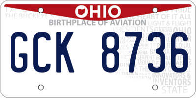 OH license plate GCK8736