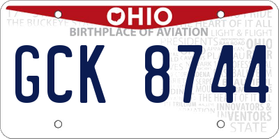 OH license plate GCK8744