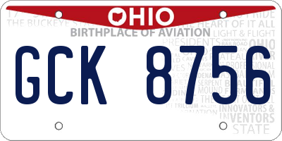 OH license plate GCK8756