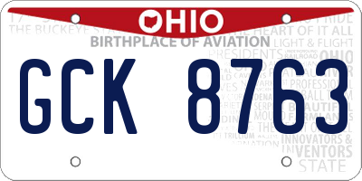 OH license plate GCK8763
