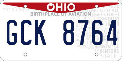 OH license plate GCK8764