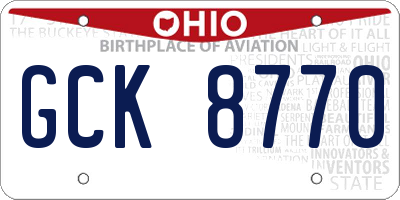 OH license plate GCK8770