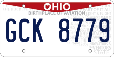 OH license plate GCK8779