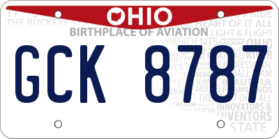 OH license plate GCK8787