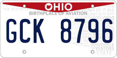 OH license plate GCK8796