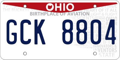 OH license plate GCK8804