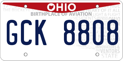 OH license plate GCK8808