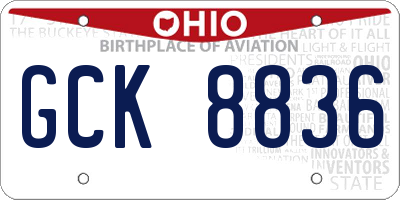 OH license plate GCK8836