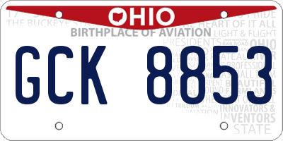 OH license plate GCK8853