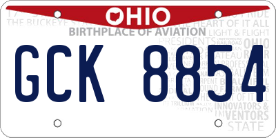 OH license plate GCK8854