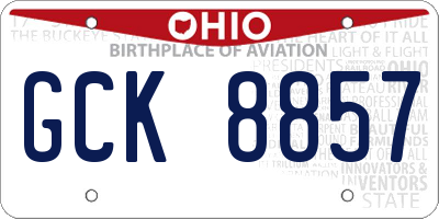 OH license plate GCK8857