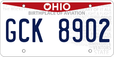 OH license plate GCK8902