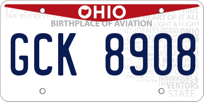 OH license plate GCK8908