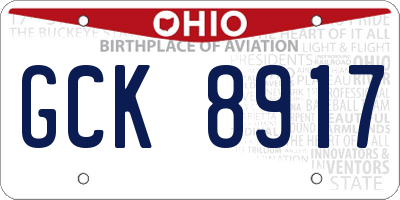 OH license plate GCK8917