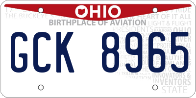 OH license plate GCK8965