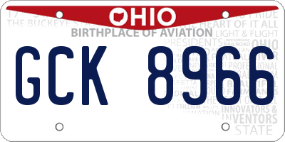 OH license plate GCK8966