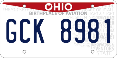 OH license plate GCK8981