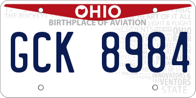OH license plate GCK8984
