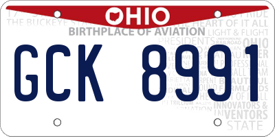 OH license plate GCK8991