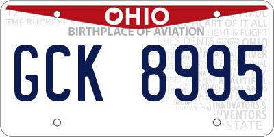 OH license plate GCK8995