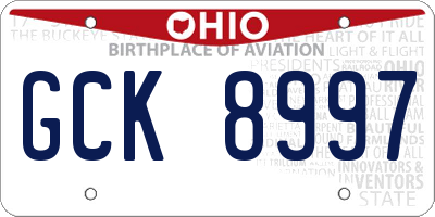 OH license plate GCK8997