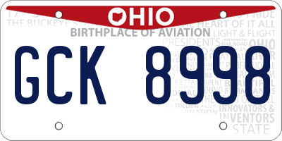 OH license plate GCK8998
