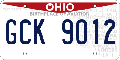 OH license plate GCK9012