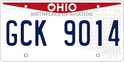 OH license plate GCK9014