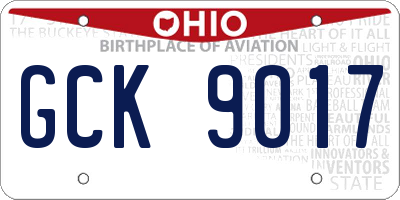 OH license plate GCK9017