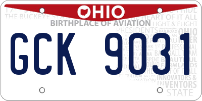 OH license plate GCK9031