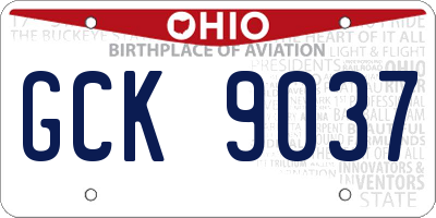 OH license plate GCK9037