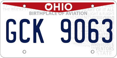 OH license plate GCK9063